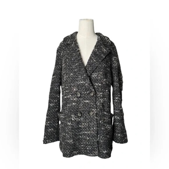 J.Jill Women Wool Alpaca Double Breasted Coat Jacket Gray Lined Button Up - XS - Picture 3 of 7